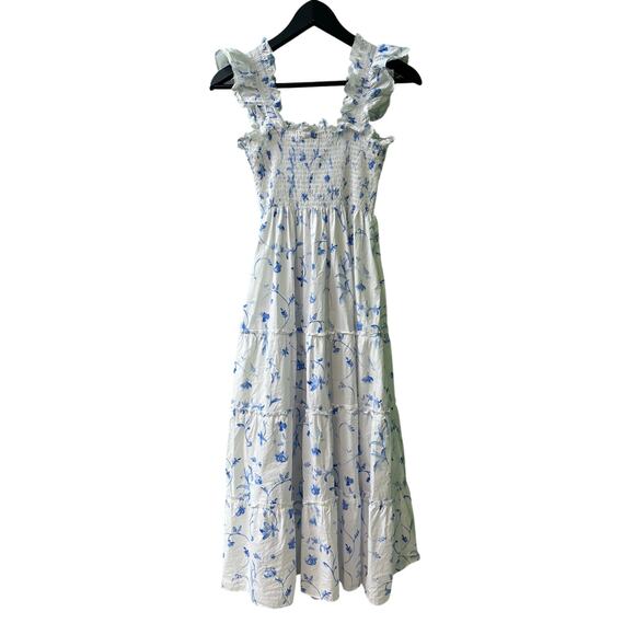 Hill House The Ellie Nap Dress Blue Botanical White Floral Cotton Dress Size XS - Picture 4 of 8